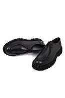 Male Black Lace-Up Thick-Soled Leather Casual Shoes | Derimod