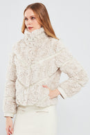 Melrose Women's White Teddy Leather Jacket | Derimod