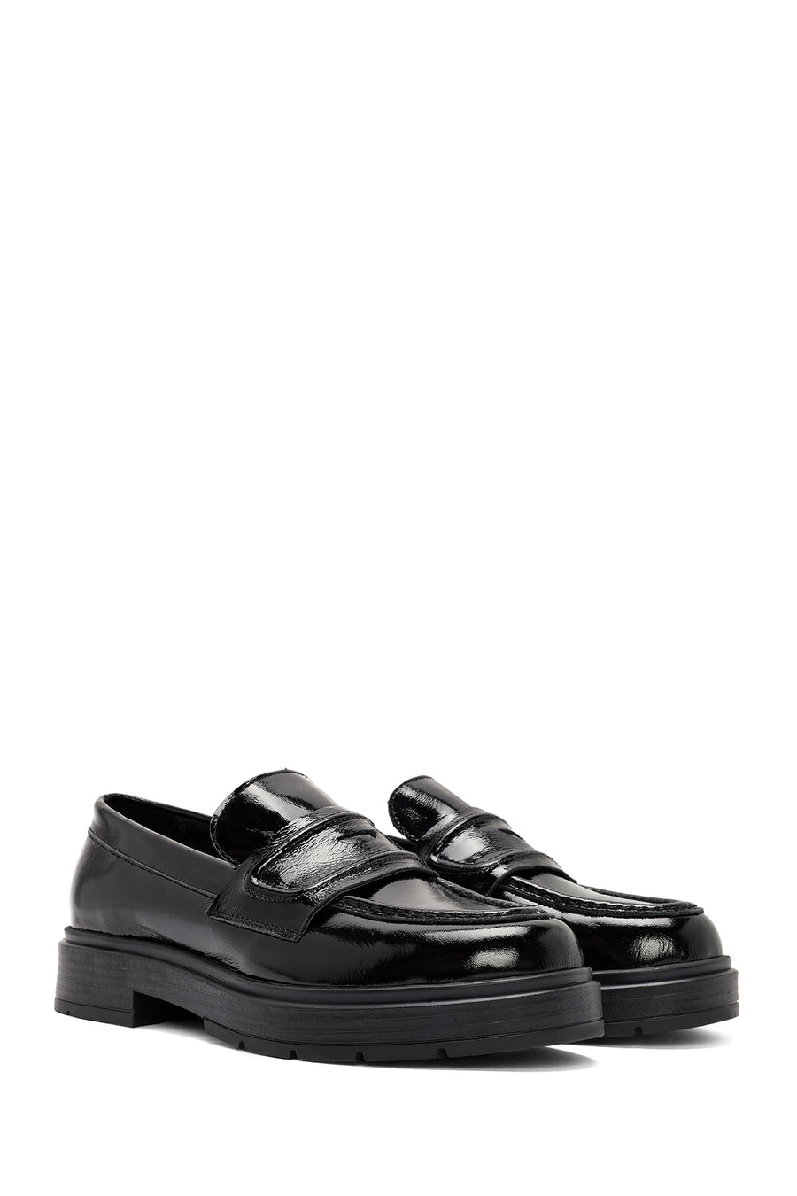 Women's Black Patent Leather Moccasin Loafer