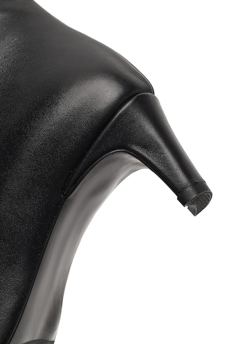 Woman Black Zip Closure Thick-Heeled Leather Boots