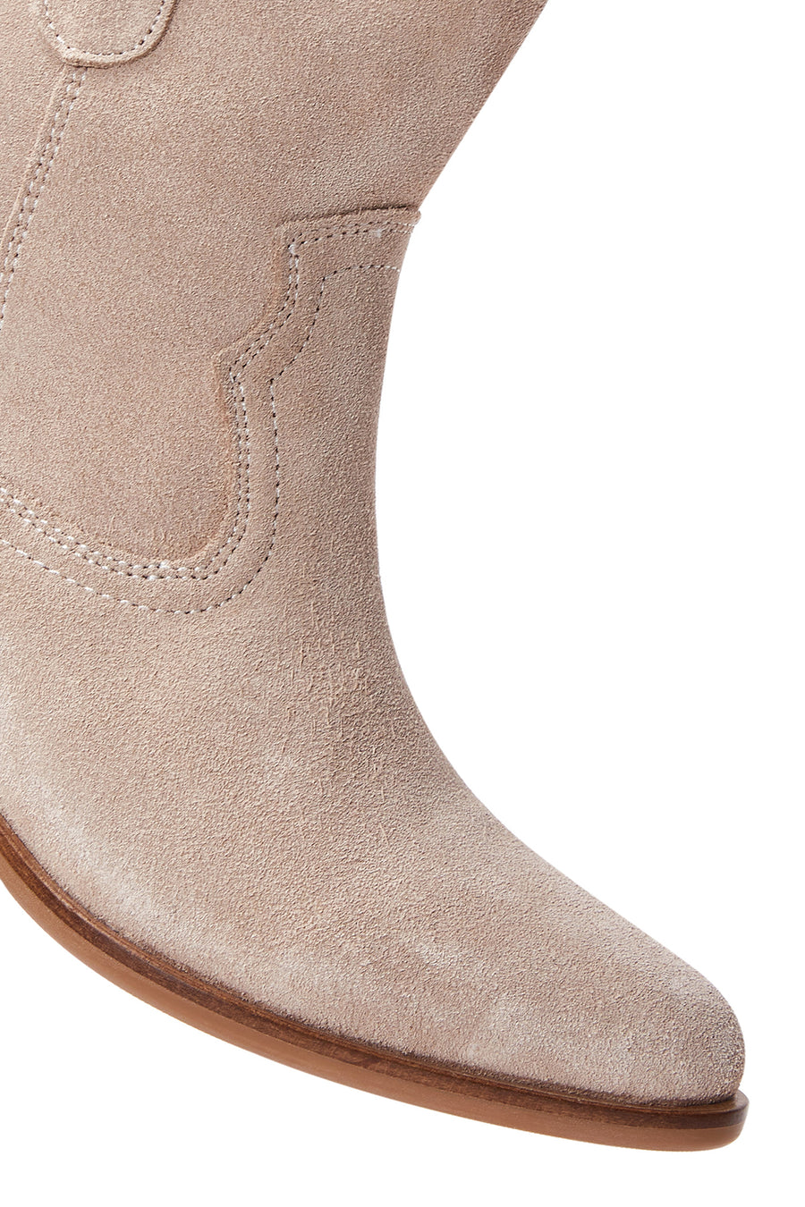 Women's Beige Suede Leather Cowboy Boots