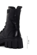 Women's Black Thick Soled Zippered Leather Boots | Derimod