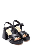 Women's Casual Platform Heeled Leather Sandals | Derimod