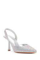 Women's Silver Stone Open-Back Heeled Shoes | Derimod
