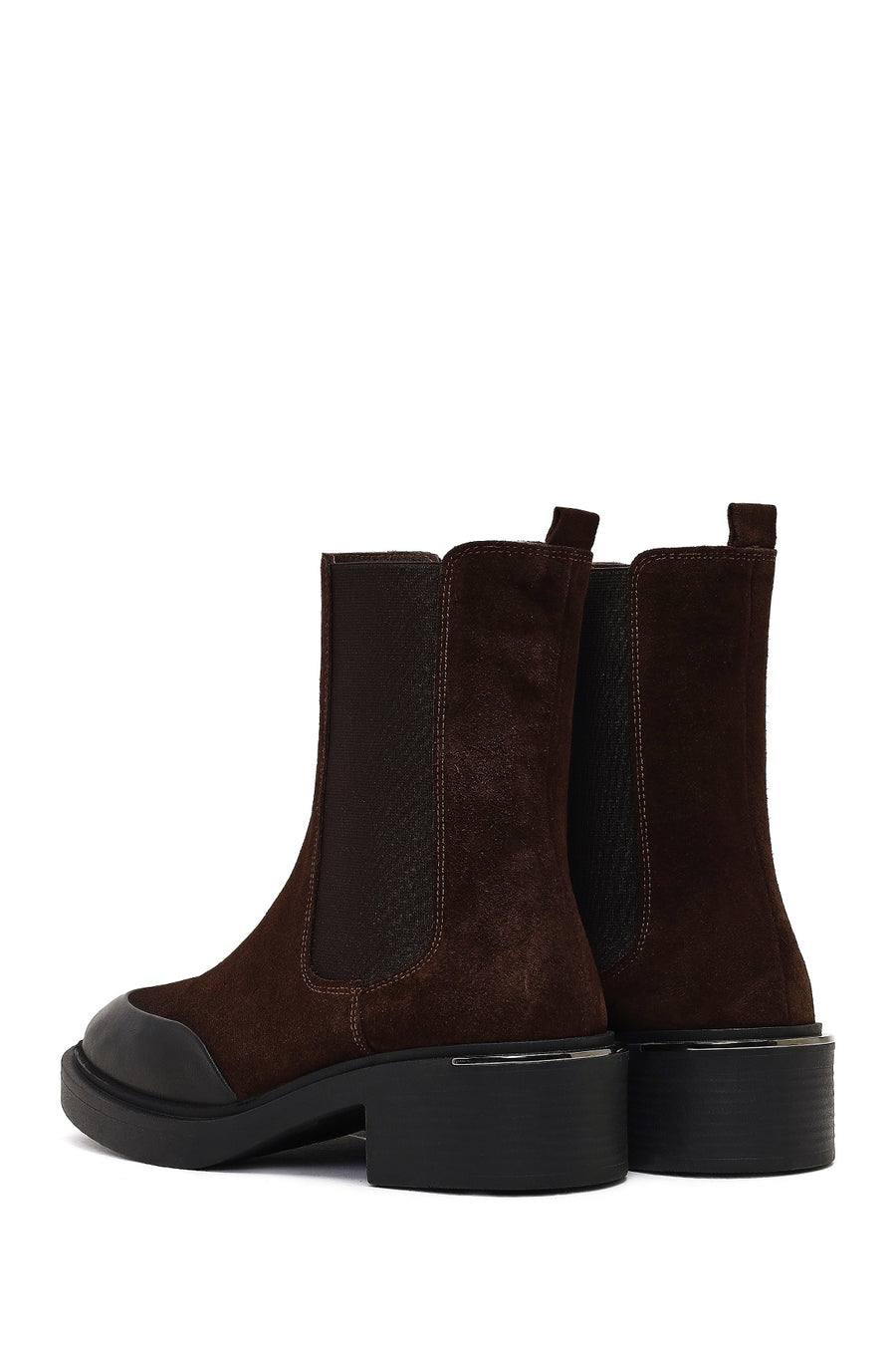 Women's Brown Thick-Soled Suede Leather Chelsea Boot