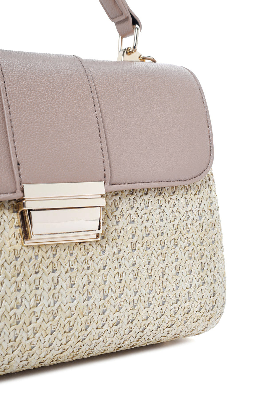 Women's Cream Long Strap Straw Handle Bag
