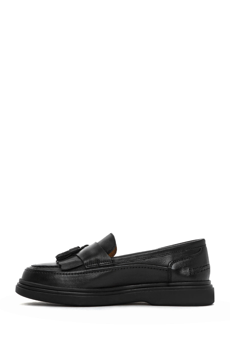 Women's Black Tassel Leather Loafer