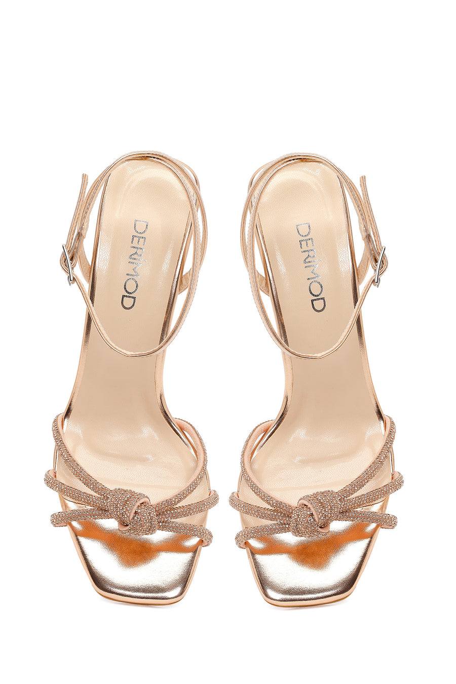 Women's Pink Ankle Buckle Stoned Thin Heel Sandals