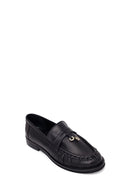 Woman Black Leather Masculine Loafers | Derimod