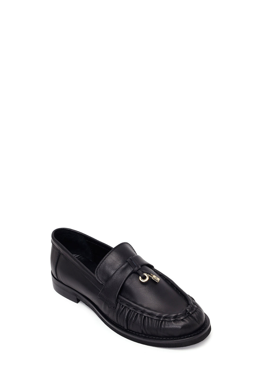 Woman Black Leather Masculine Loafers