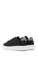 Men's Black Lace-up Thick-Sole Leather Sneaker | Derimod