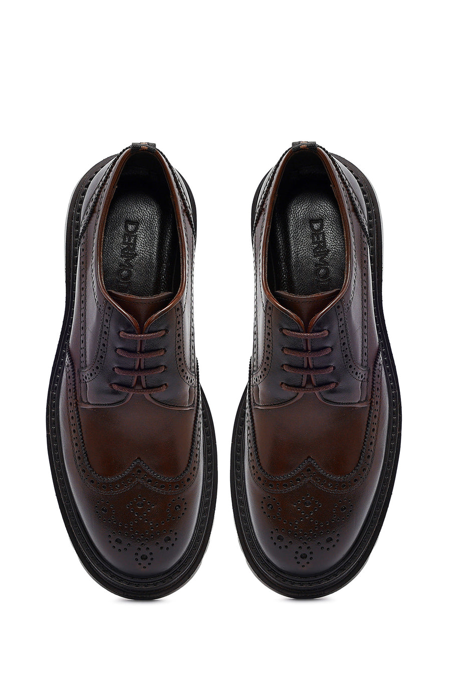 Male Brown Lace-Up Thick-Soled Leather Casual Shoe