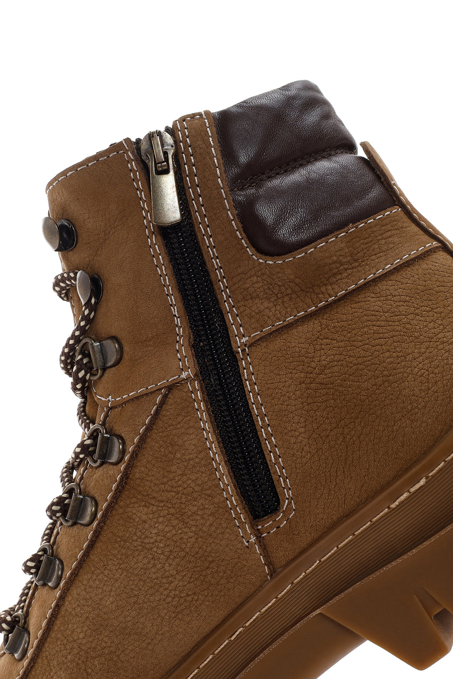 Men's Tan Nubuck Leather Zippered Boots