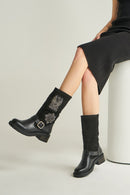 Beaded Women's Suede Boots | Derimod