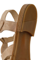 Woman Cream Buckled Ankle Suede Sandal | Derimod
