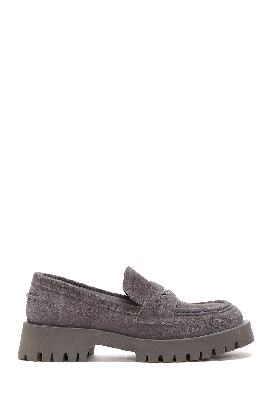 Women's Gray Leather Suede Masculine Loafer 22SFD180110 | Derimod