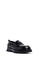 Male Black Thick-Soled Leather Loafer | Derimod