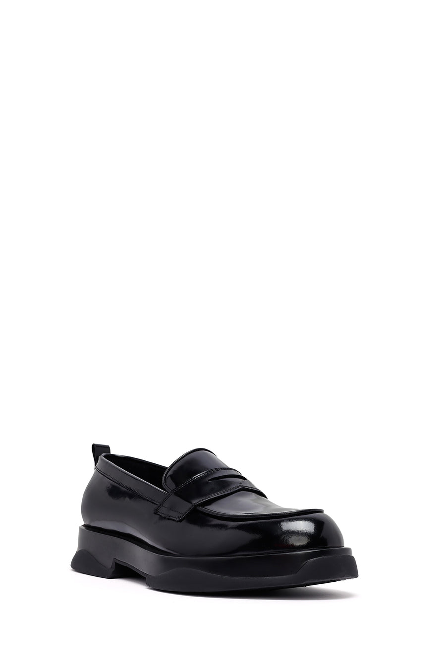 Male Black Thick-Soled Leather Loafer