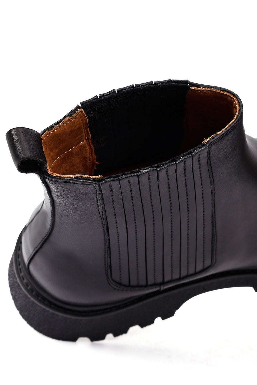 Men's Black Thick-Soled Leather Chelsea Boot