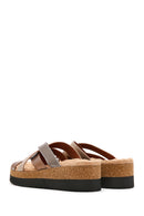 Women's Bronze Thick Soled Comfort Slippers | Derimod