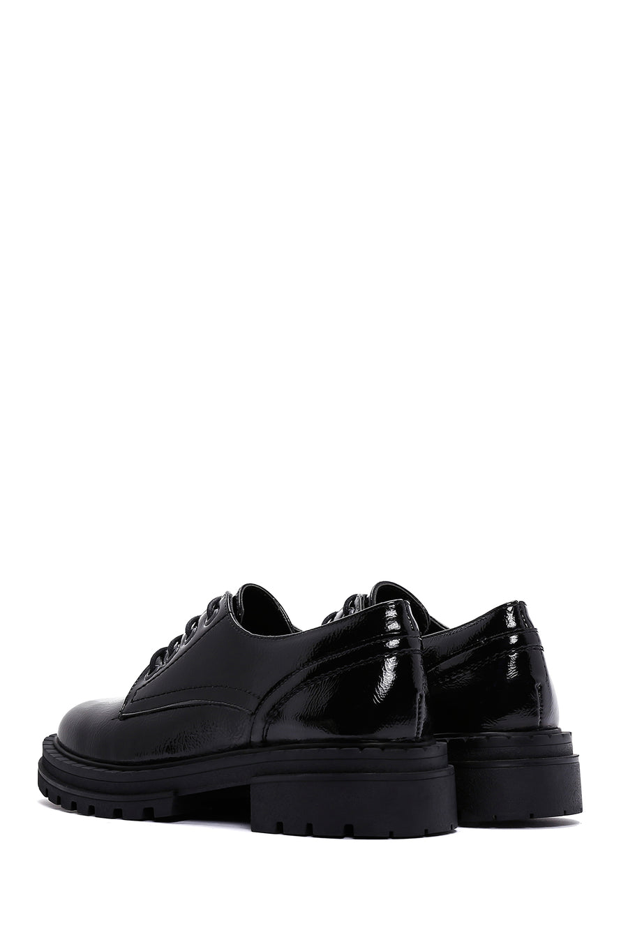 Women's Black Patent Leather Casual Shoes