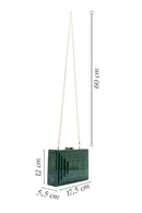 Women's Green Long Chain Strap Mini Box Clutch Bag | Derimod