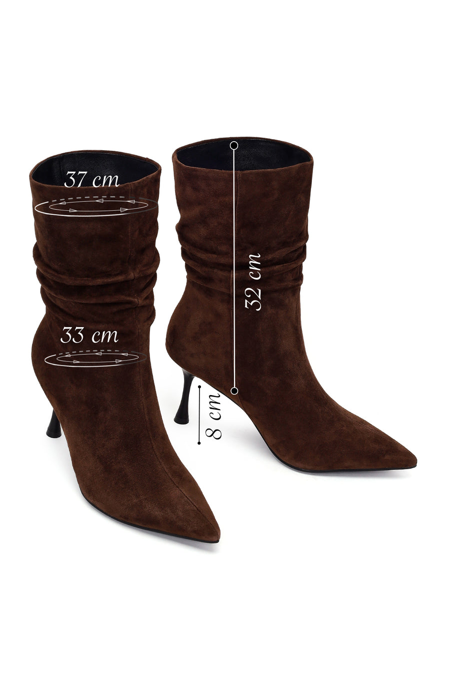 Woman Brown Thin-Heeled Suede Boots