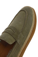 Men's Green Suede Leather Loafer | Derimod