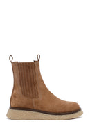 Women's Camel Thick-Soled Suede Leather Chelsea Boot | Derimod