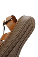 Women's Tan Leather Thick Soled Comfort Sandals | Derimod