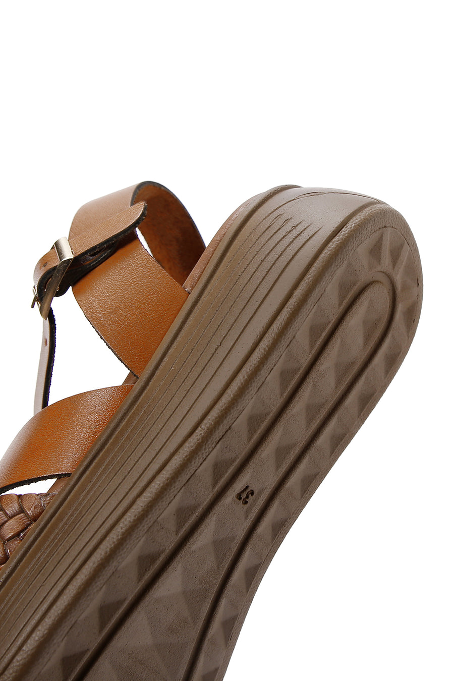Women's Tan Leather Thick Soled Comfort Sandals