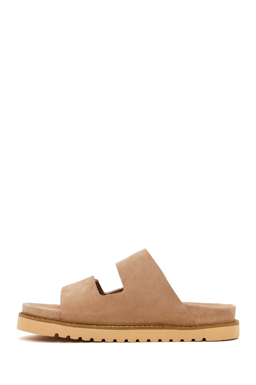 Women's Mink Double Buckle Suede Leather Slippers