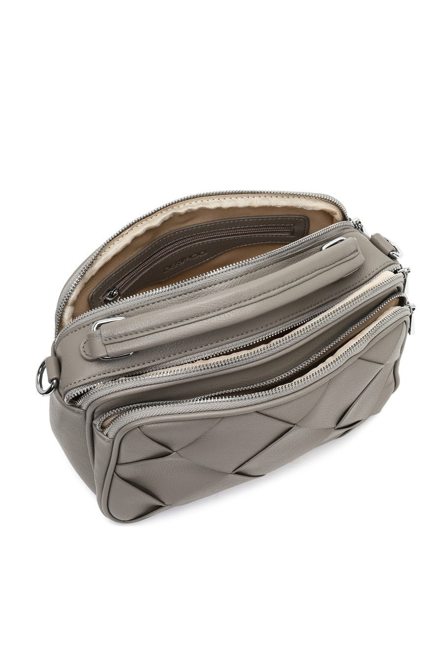 Women's Grey Long Strap Knitted Shoulder Bag