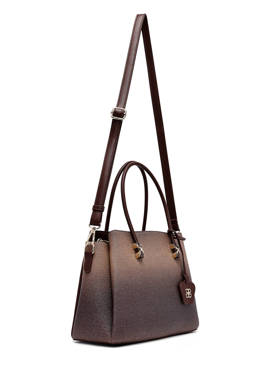 Woman Brown Long-Strap Printed Shoulder Bag