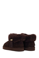 Woman Brown Embellished Suede Teddy Boots | Derimod