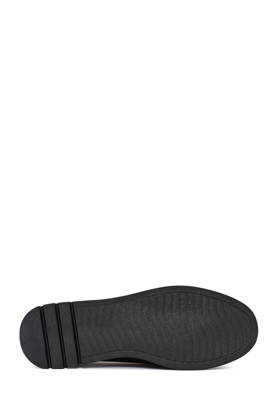 Woman Black Buckle Detail Leather Comfort Loafer