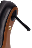 Woman Black Thin-Heeled Leather Stiletto | Derimod