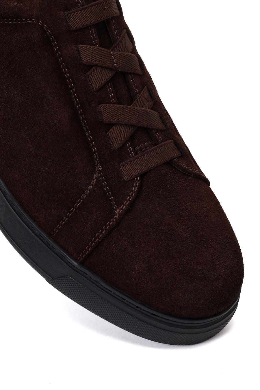 Erkek Kahverengi Bağcıklı Süet Deri Sneaker
