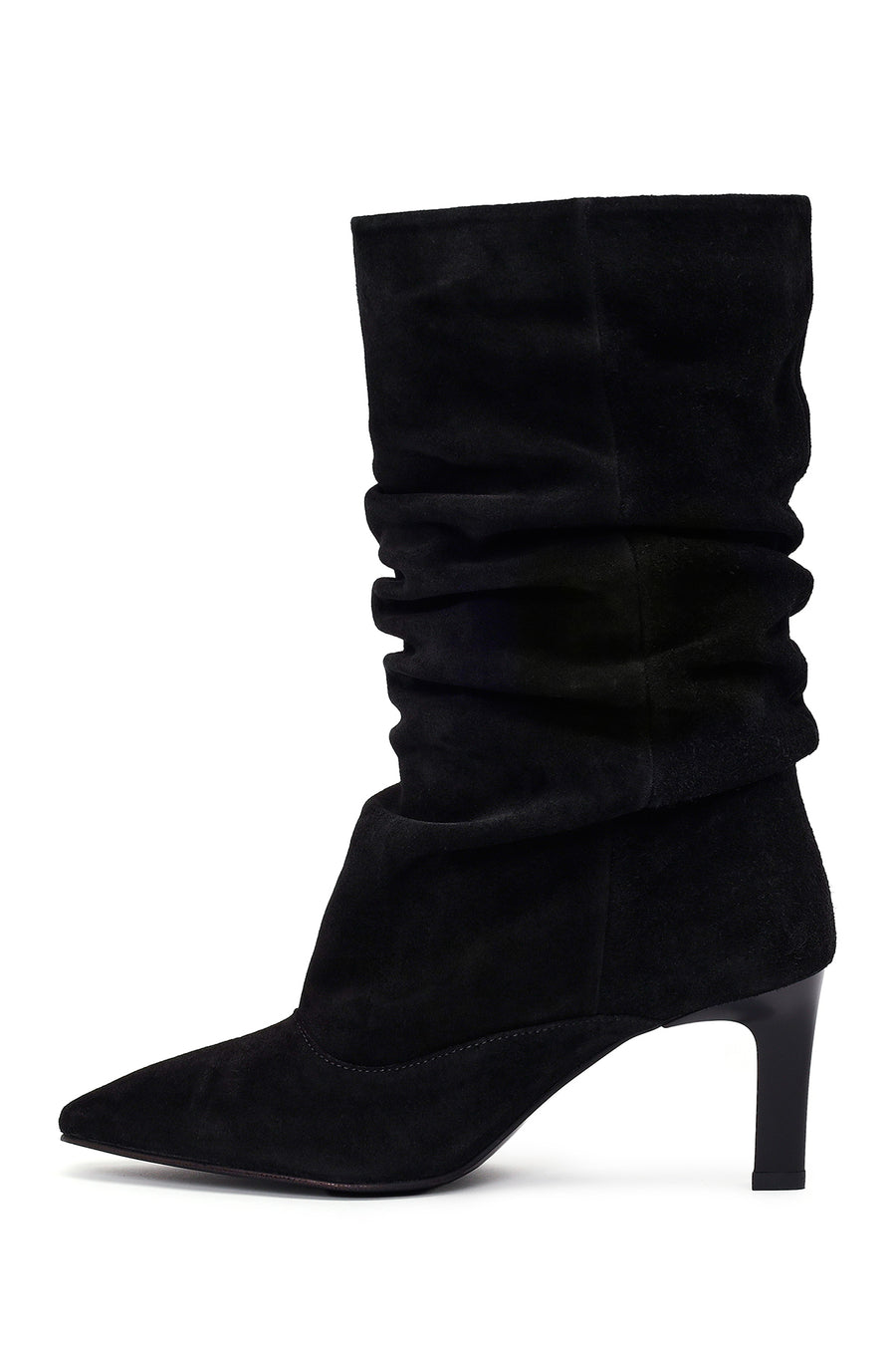 Woman Black Thin High-Heeled Suede Boots
