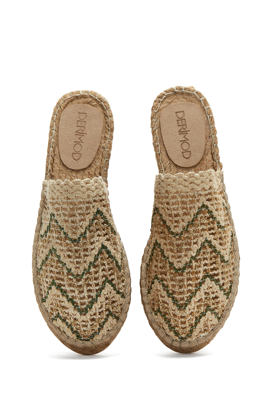 Women's Beige Straw Slippers