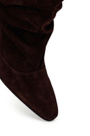 Woman Brown Thin-Heeled Suede Boots | Derimod