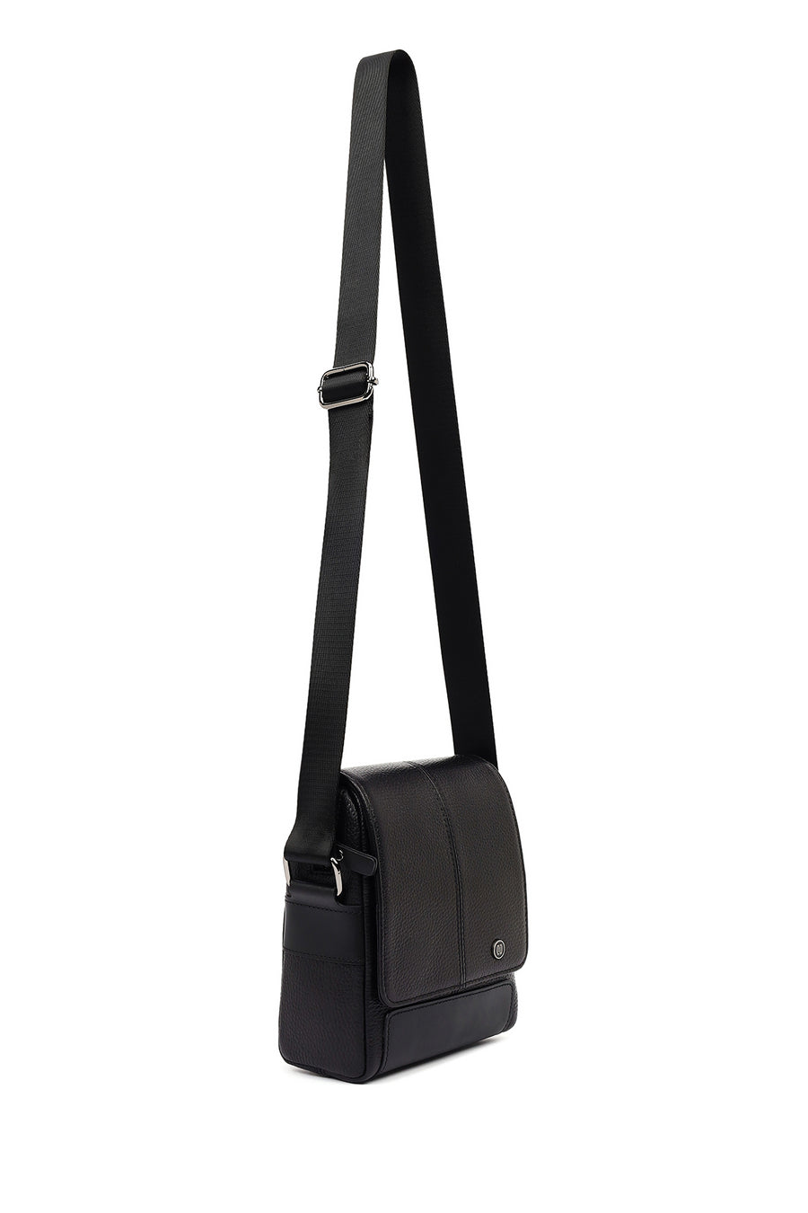 Male Black Leather Messenger Bag