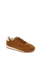 Woman Tan Lace-Up Suede Leather Sneakers | Derimod