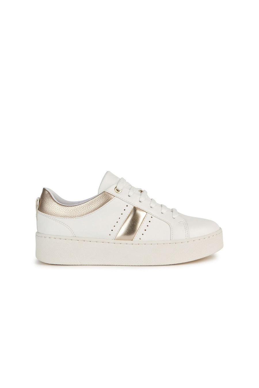 Geox Women's White D Skyely Lace-up Leather Sports Shoes D35QXA0BC7BC1327 | Derimod