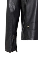 Butler Men's Black Hooded Biker Leather Jacket | Derimod