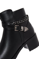 Women's Black Zippered Buckle Detailed Low Heeled Boots | Derimod