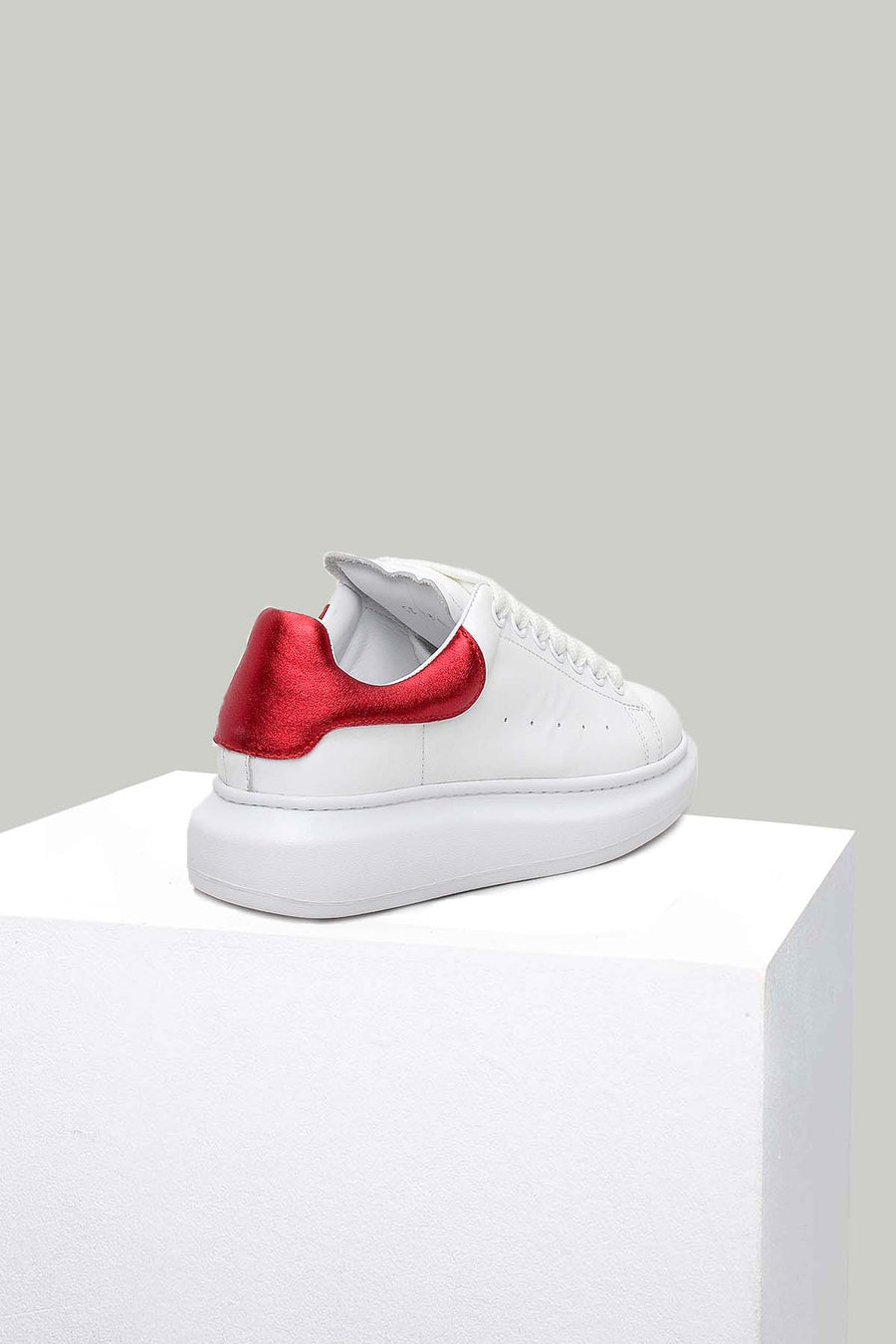 Beyaz-Kırmızı Kadın Deri Sneaker