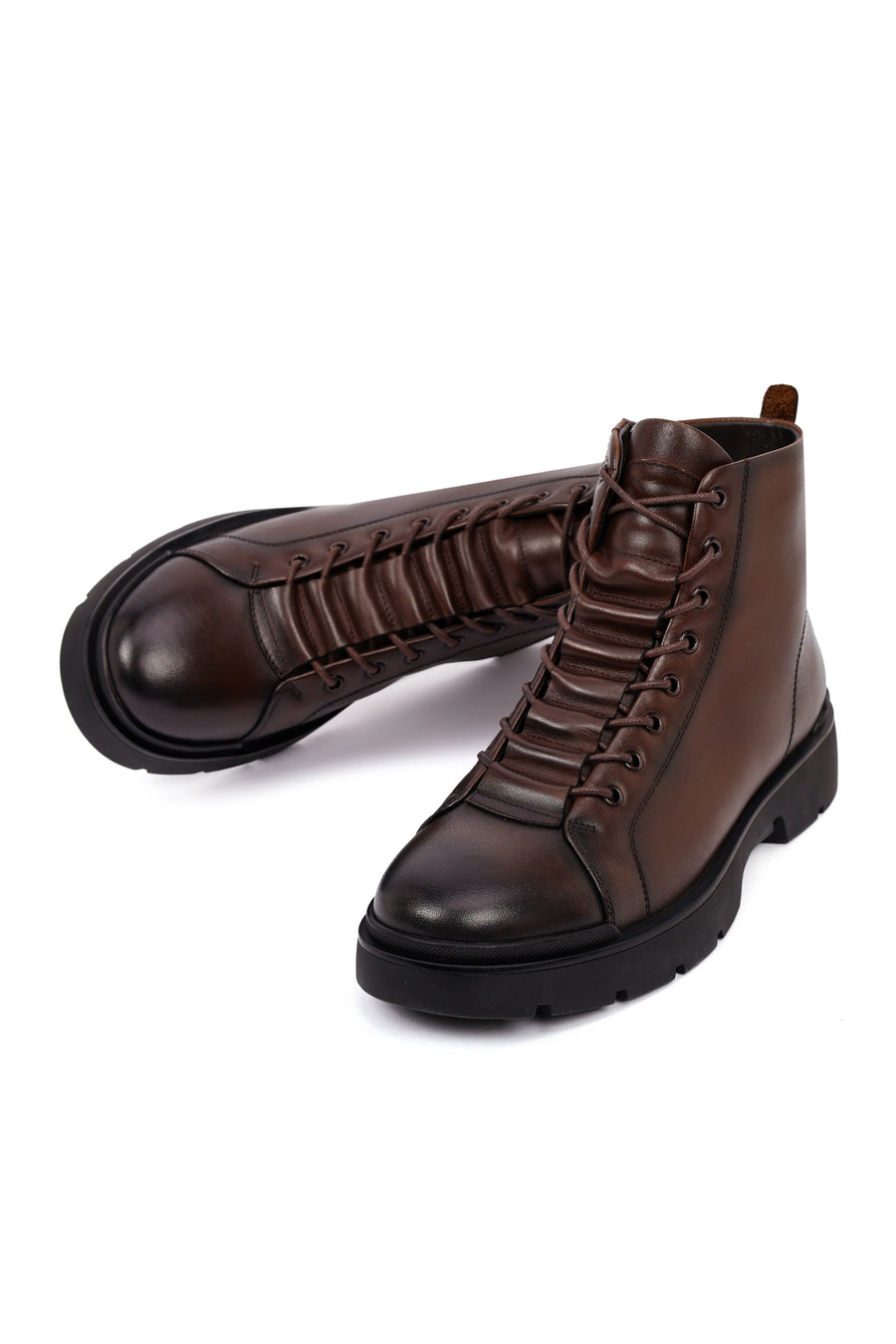 Male Brown Zip Closure Leather Casual Boots
