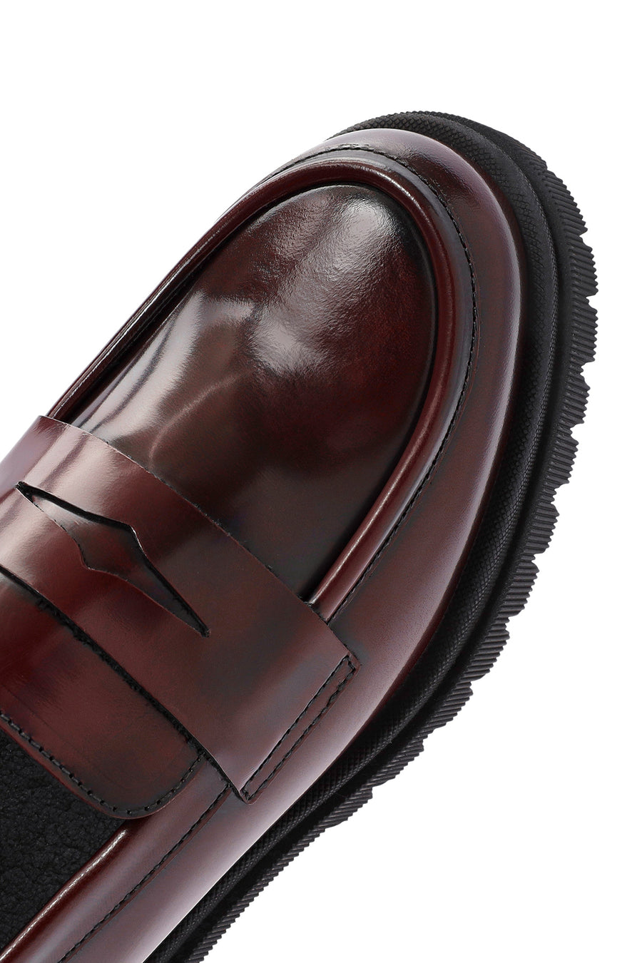 Women's Burgundy Thick-Soled Leather Loafer