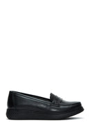 Woman Black Thick-Soled Leather Comfort Loafer | Derimod